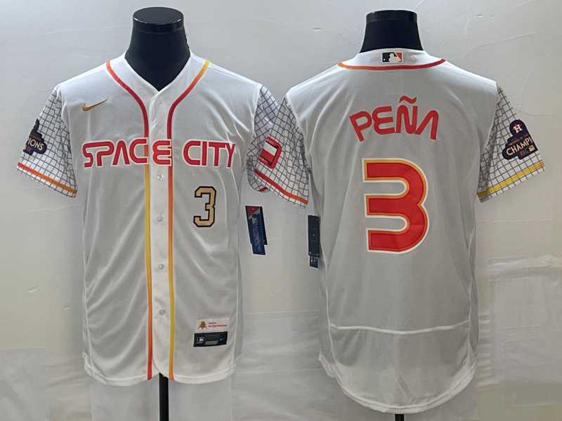 Men%27s Houston Astros #3 Jeremy Pena Number White 2023 City Connect Flex Base Stitched Jerseys->houston astros->MLB Jersey